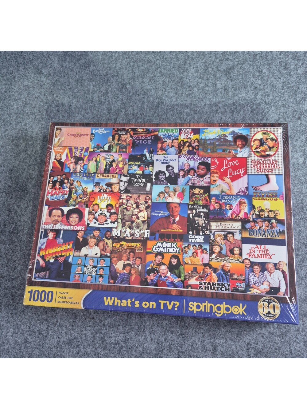 Whats on TV 1,000 Piece Springbox Puzzle Colorful Fun New  Sealed